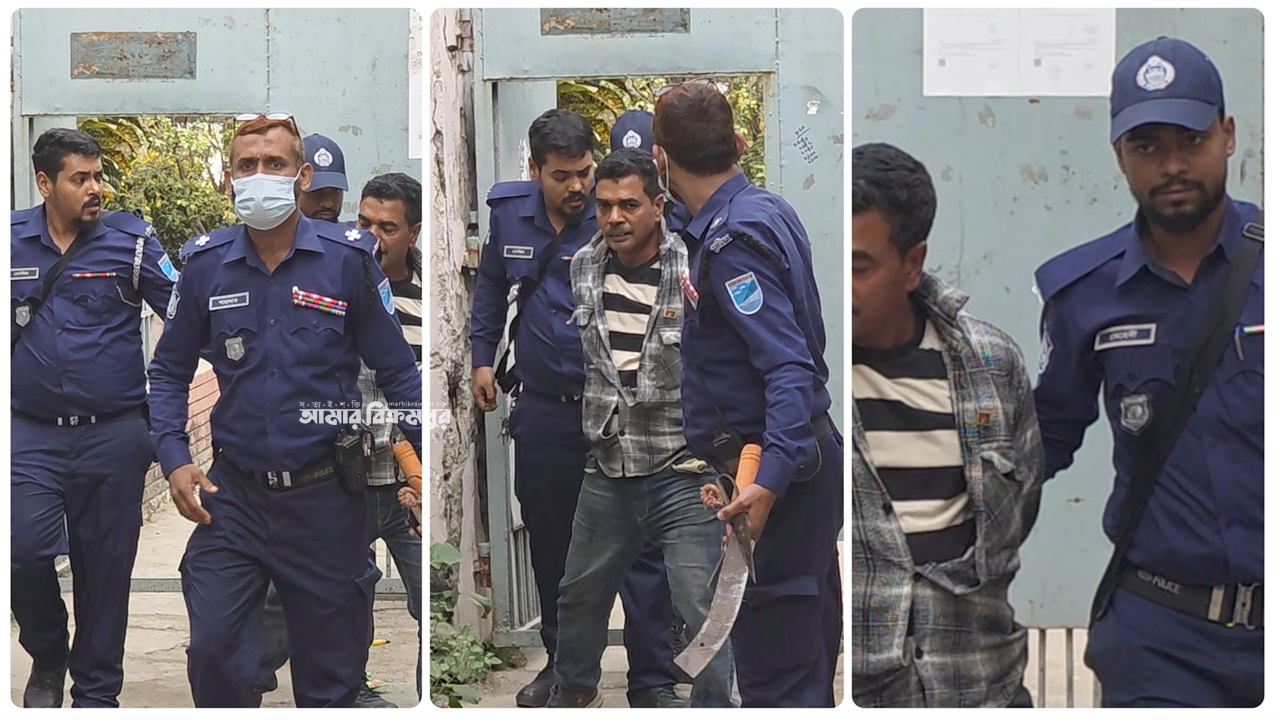 মুন্সিগঞ্জে দোকান ভেঙে চাপাতিসহ দৌড়ে পালানোর সময় ধরে ফেললো পুলিশ