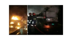 মাওয়া এক্সপ্রেসওয়েতে চলছিলো পিকআপ, হঠাৎ জ্বলে উঠলো আগুন