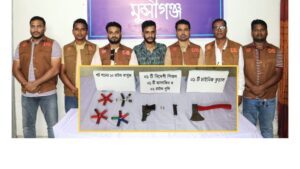 মুন্সিগঞ্জের মোল্লাকান্দি থেকে পিস্তল-গুলি ও চাইনিজ কুড়ালসহ সাদ্দাম গ্রেপ্তার